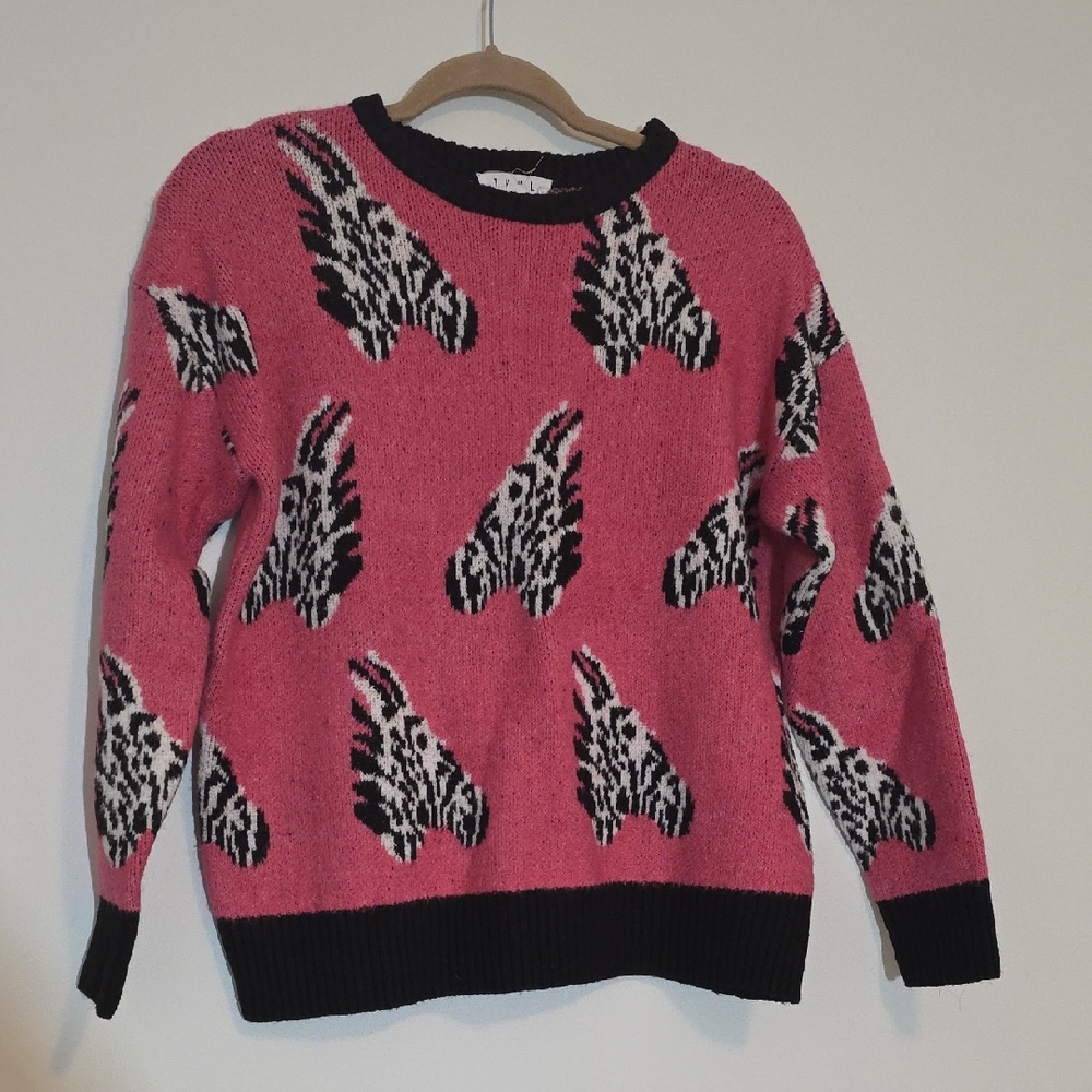 Pink Animal Print Sweater